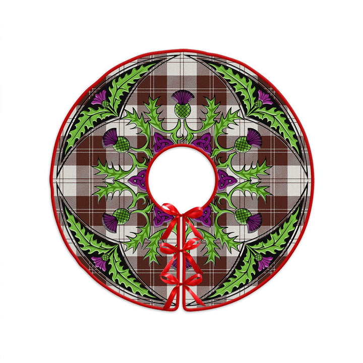 Erskine Burgundy Clan Badge Tartan Christmas Tree Skirt Scottish Thistle Design