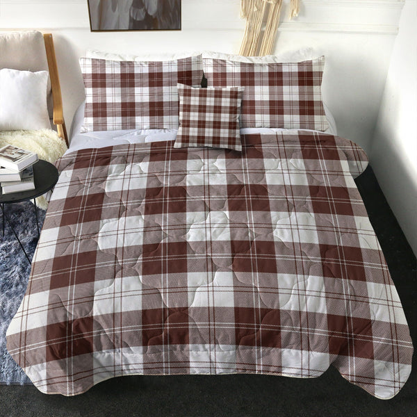 Erskine Burgundy Clan Badge Tartan Comforter