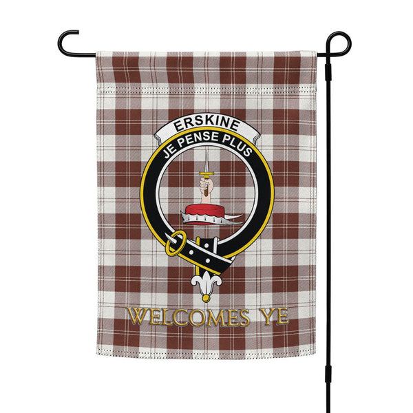 Erskine Burgundy Clan Badge Tartan Garden Flag