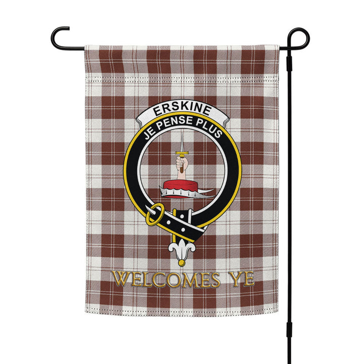 Erskine Burgundy Clan Badge Tartan Garden Flag