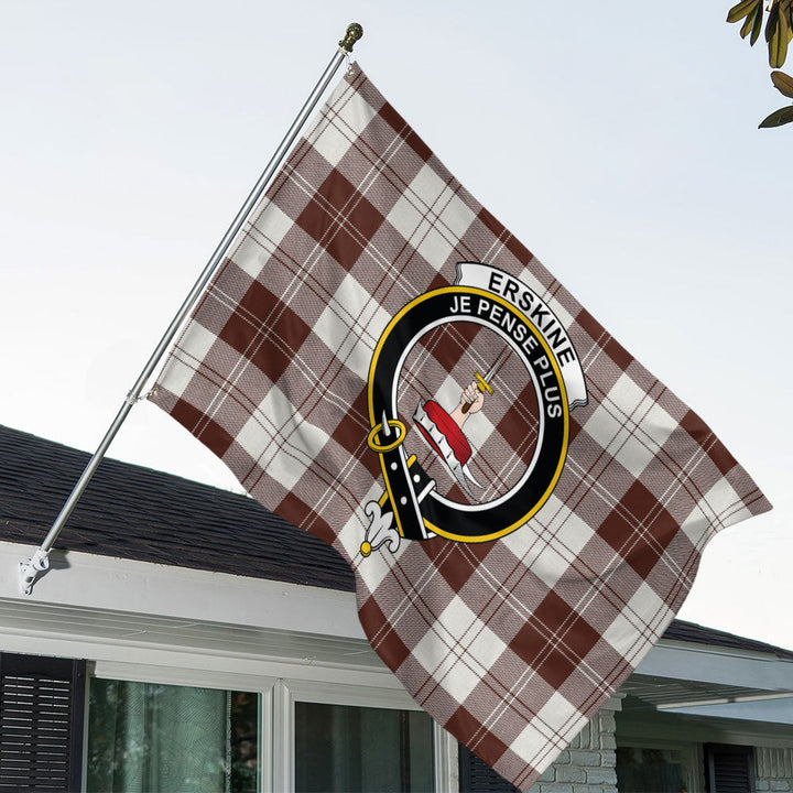 Erskine Burgundy Clan Badge Tartan House Flag