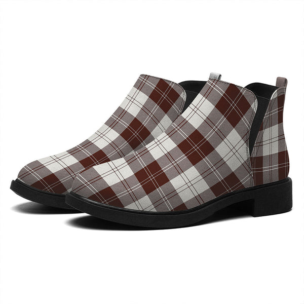 Erskine Burgundy Tartan Flat Ankle Boots