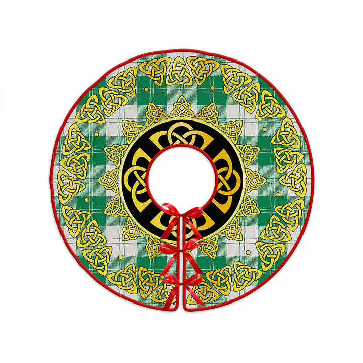 Erskine Green Clan Badge Tartan Christmas Tree Skirt Golden Celtic Heritage