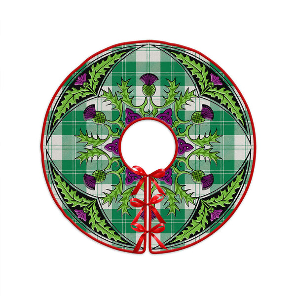 Erskine Green Clan Badge Tartan Christmas Tree Skirt Scottish Thistle Design