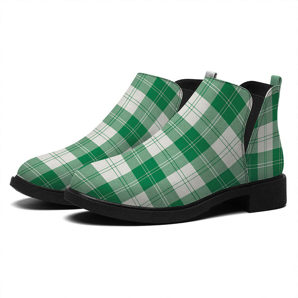 Erskine Green Tartan Flat Ankle Boots