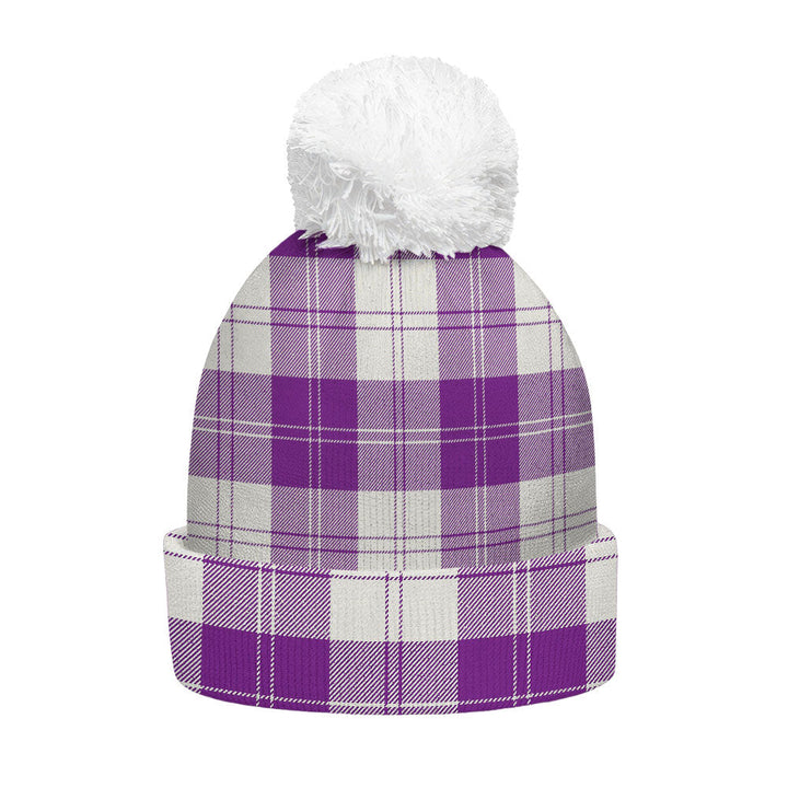 Erskine Purple Clan Badge Tartan Bobble Beanie Hat