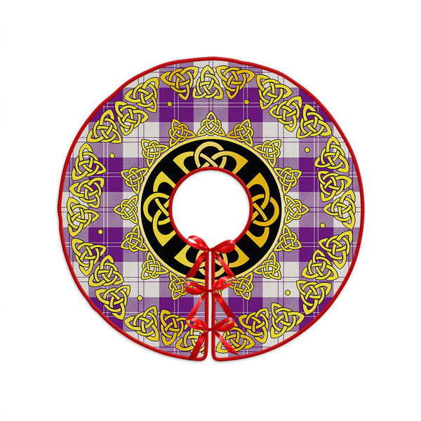Erskine Purple Clan Badge Tartan Christmas Tree Skirt Golden Celtic Heritage