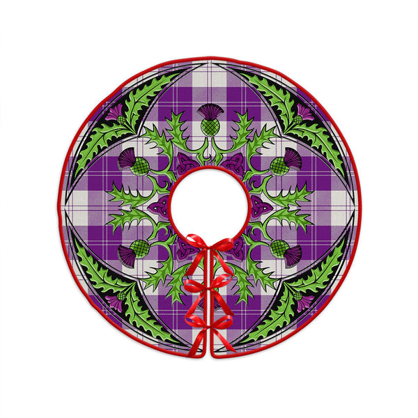 Erskine Purple Clan Badge Tartan Christmas Tree Skirt Scottish Thistle Design