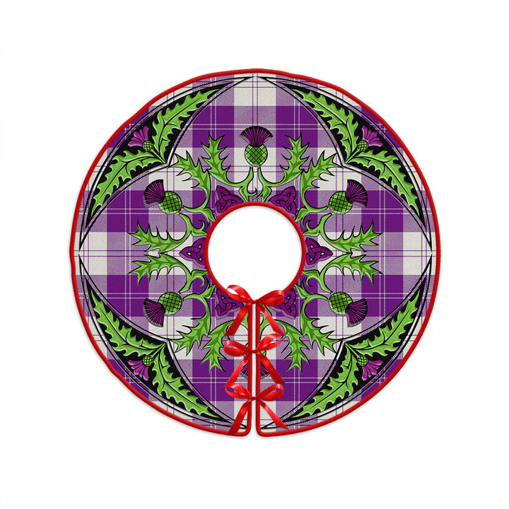 Erskine Purple Clan Badge Tartan Christmas Tree Skirt Scottish Thistle Design