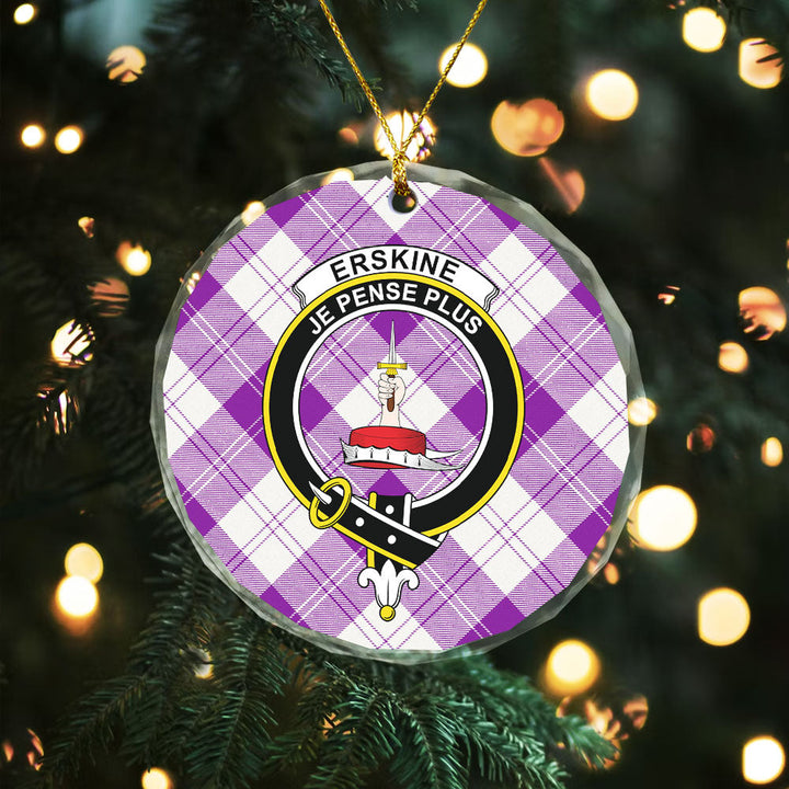 Erskine Purple Clan Badge Tartan Glass Ornament