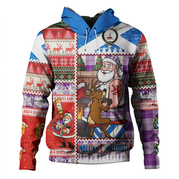 Erskine Purple Clan Badge Tartan Hoodie Scottish Santa Tattoo Christmas Comic Patchwork Style