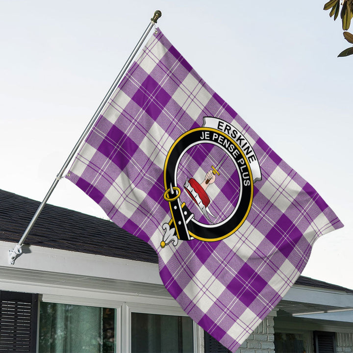 Erskine Purple Clan Badge Tartan House Flag