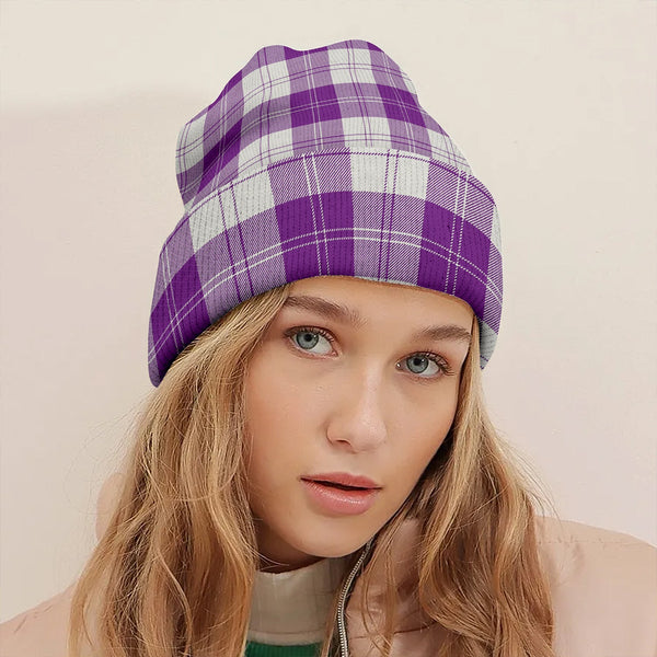 Erskine Purple Clan Badge Tartan Knitted Beanie