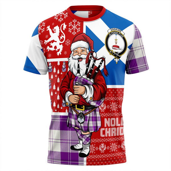 Erskine Purple Clan Badge Tartan T-Shirt Scotland Christmas Santa