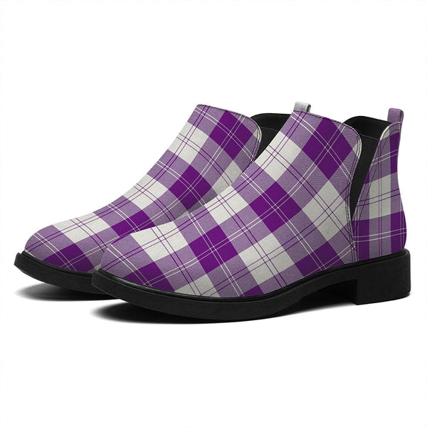 Erskine Purple Tartan Flat Ankle Boots