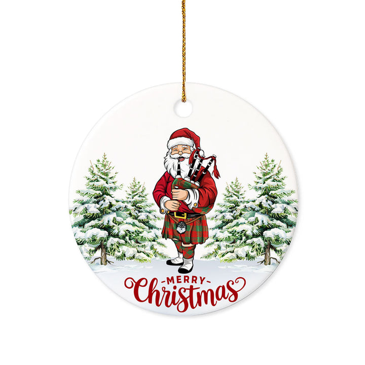 Erskine Tartan Ceramic Ornament Santa