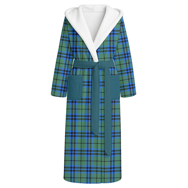 Falconer Clan Badge Tartan Flannel Hooded Bathrobe