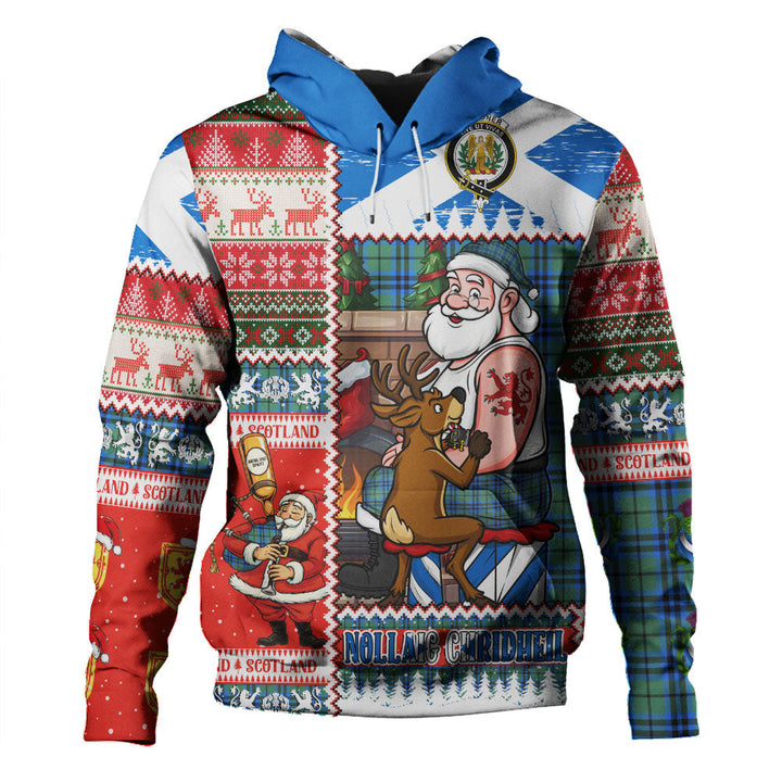 Falconer Clan Badge Tartan Hoodie Scottish Santa Tattoo Christmas Comic Patchwork Style