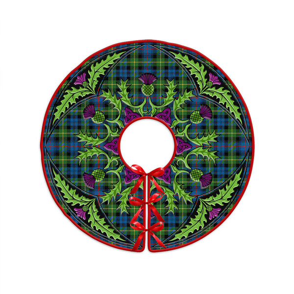 Farquharson Ancient Clan Badge Tartan Christmas Tree Skirt Scottish Thistle Design