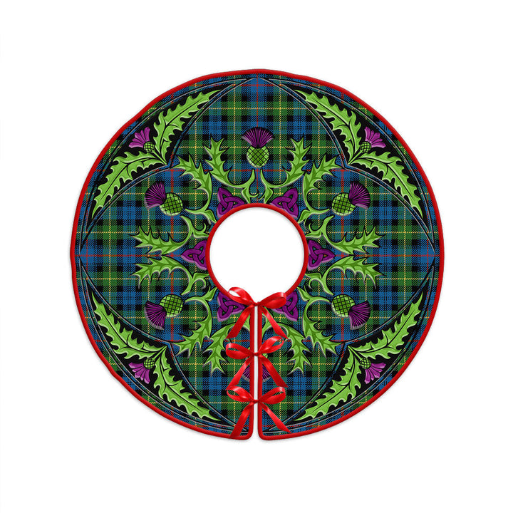 Farquharson Ancient Clan Badge Tartan Christmas Tree Skirt Scottish Thistle Design