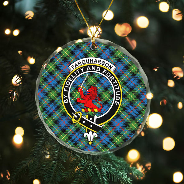 Farquharson Ancient Clan Badge Tartan Glass Ornament
