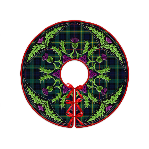 Farquharson Modern Clan Badge Tartan Christmas Tree Skirt Scottish Thistle Design