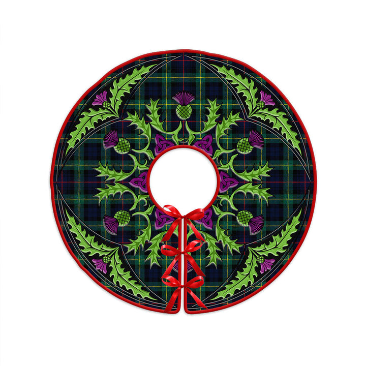 Farquharson Modern Clan Badge Tartan Christmas Tree Skirt Scottish Thistle Design