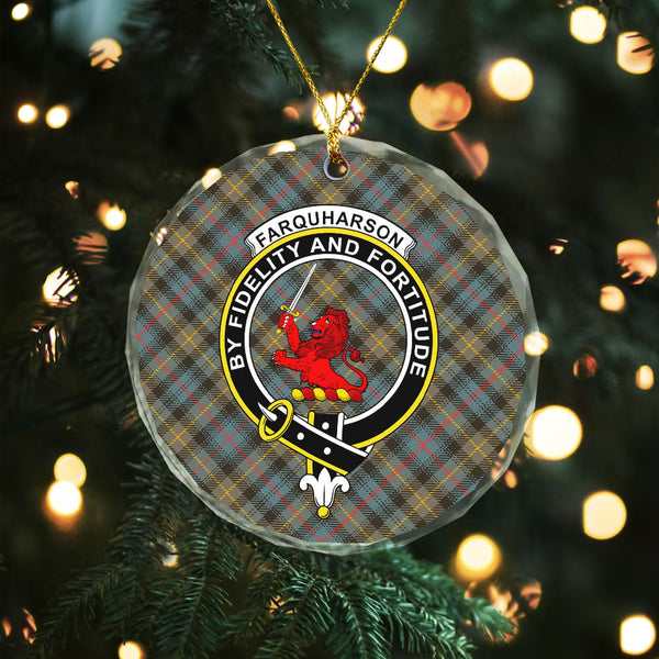 Farquharson Weathered Clan Badge Tartan Glass Ornament