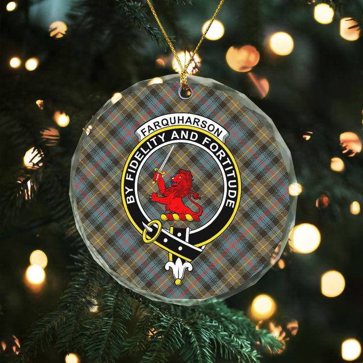 Farquharson Weathered Clan Badge Tartan Glass Ornament