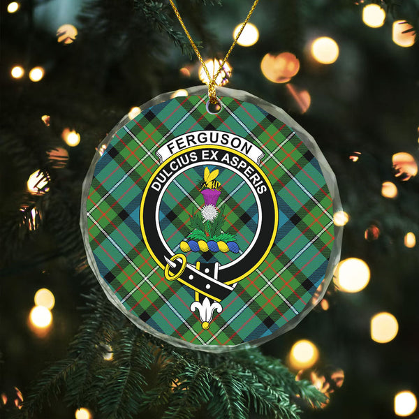Ferguson Ancient Clan Badge Tartan Glass Ornament