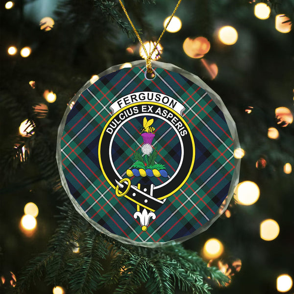 Ferguson Modern Clan Badge Tartan Glass Ornament