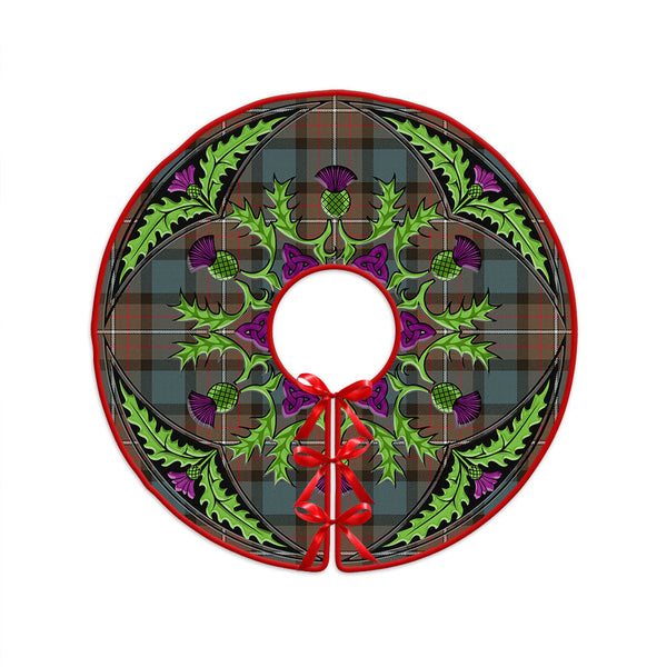 Ferguson Weathered Clan Badge Tartan Christmas Tree Skirt Scottish Thistle Design