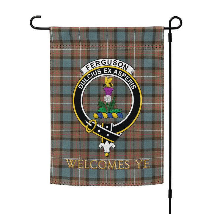 Ferguson Weathered Clan Badge Tartan Garden Flag
