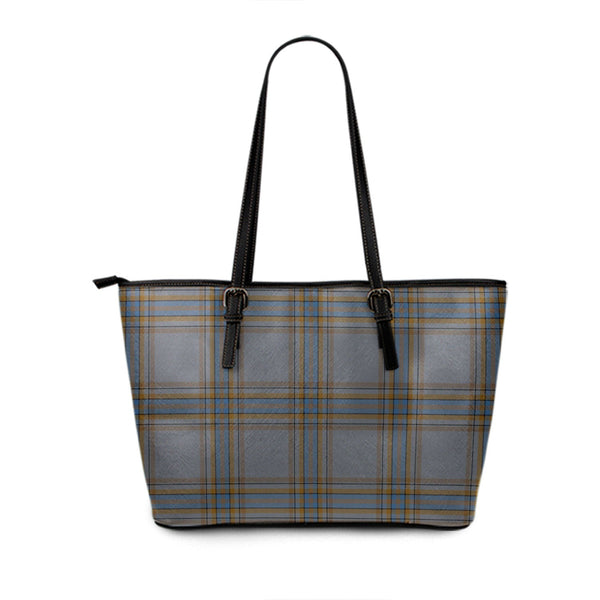 Fermanagh 1990 Ancient Tartan Leather Tote Bag