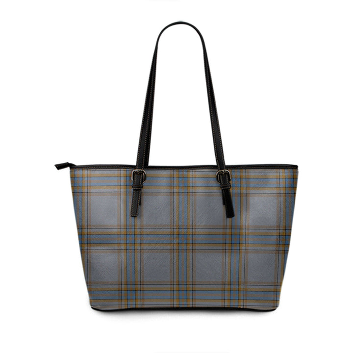 Fermanagh 1990 Ancient Tartan Leather Tote Bag