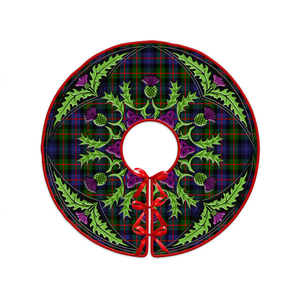 Fleming Clan Badge Tartan Christmas Tree Skirt Scottish Thistle Design