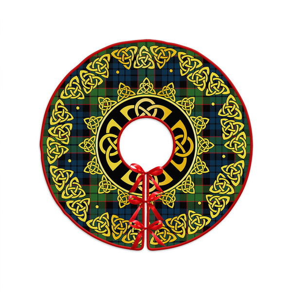 Fletcher Family Modern Clan Badge Tartan Christmas Tree Skirt Golden Celtic Heritage