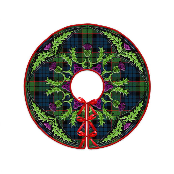 Fletcher Family Modern Clan Badge Tartan Christmas Tree Skirt Scottish Thistle Design