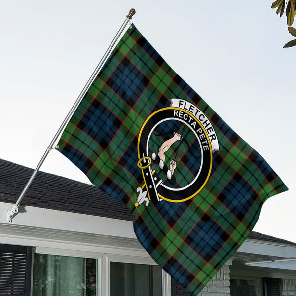 Fletcher Family Modern Clan Badge Tartan House Flag
