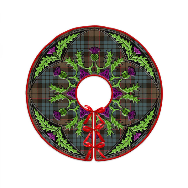 Fletcher Family Weathered Clan Badge Tartan Christmas Tree Skirt Scottish Thistle Design
