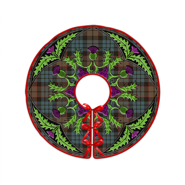 Fletcher Family Weathered Clan Badge Tartan Christmas Tree Skirt Scottish Thistle Design