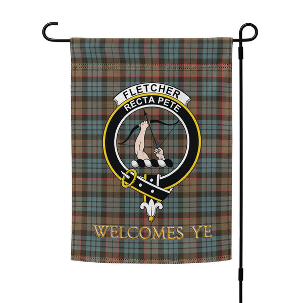 Fletcher Family Weathered Clan Badge Tartan Garden Flag