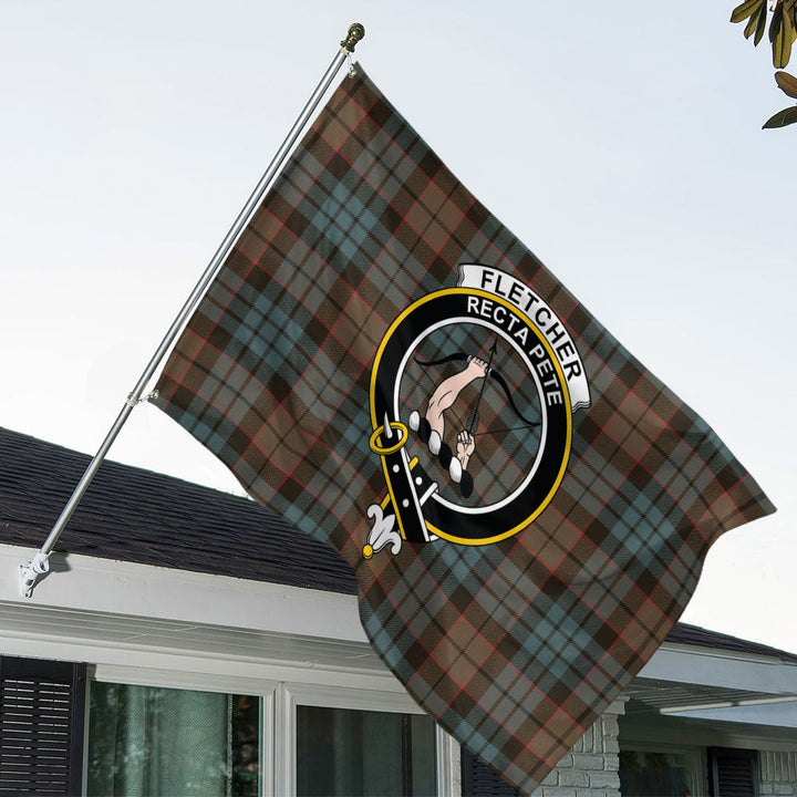 Fletcher Family Weathered Clan Badge Tartan House Flag