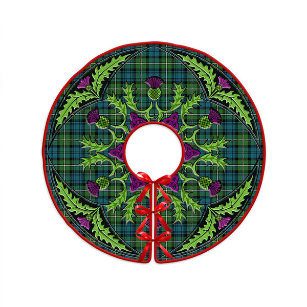 Forbes Ancient Clan Badge Tartan Christmas Tree Skirt Scottish Thistle Design