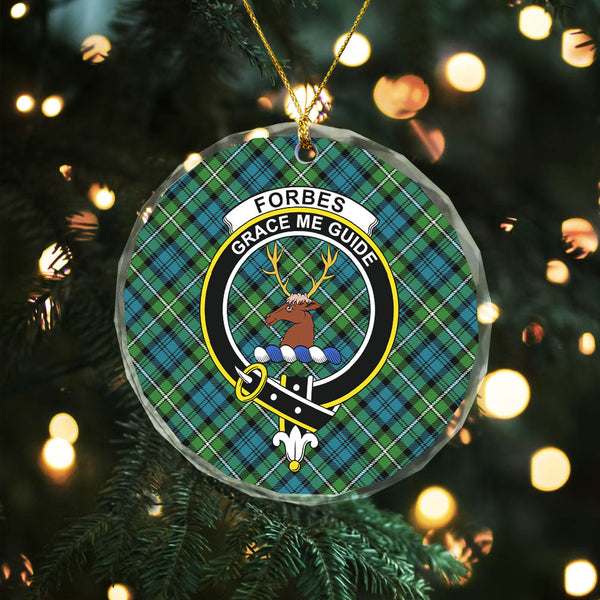 Forbes Ancient Clan Badge Tartan Glass Ornament