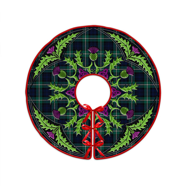 Forbes Modern Clan Badge Tartan Christmas Tree Skirt Scottish Thistle Design