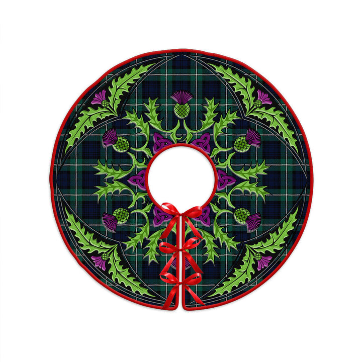 Forbes Modern Clan Badge Tartan Christmas Tree Skirt Scottish Thistle Design