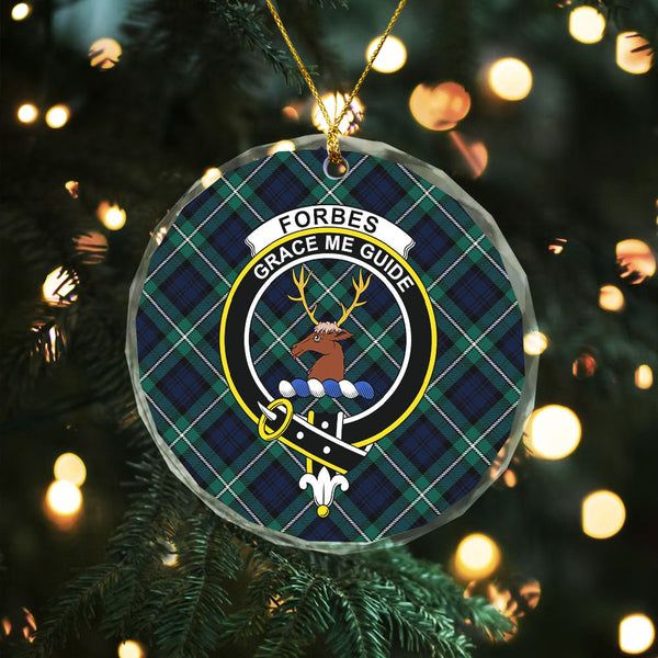 Forbes Modern Clan Badge Tartan Glass Ornament