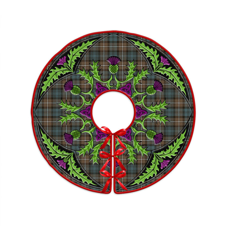 Forbes Weathered Clan Badge Tartan Christmas Tree Skirt Scottish Thistle Design
