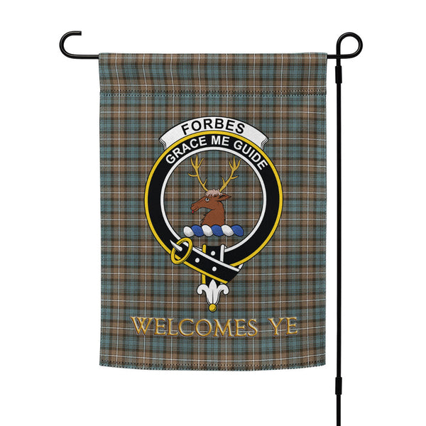 Forbes Weathered Clan Badge Tartan Garden Flag
